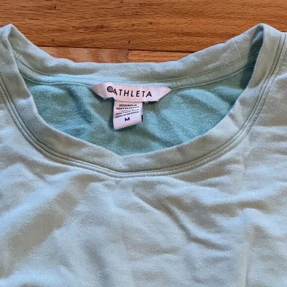 Athleta Lombard Cinched Ruched Turquoise Blue Athleisure Sweatshirt Womens sz M - Picture 2 of 5
